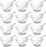 Sawysine 24 Pcs Plastic Clear Serving Bowls with Kitchen Plastic Scoops Salad Serving Bowls Popcorn Scoops Angled Candy Bowl for Salad Cooking Parties, 210 ml