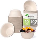 10 Oz Bamboo Disposable Bowls For Hot Soup, 100 Pack - Small, Heavy Duty, Microwavable, Oven Safe - Perfect for Hot Food, Meals, Acai & More - Eco-Friendly, Leak-Proof