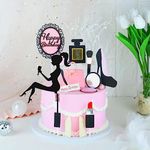 Makeup Party Cake Topper Decoration Kit, High Heels Perfume Lipstick Pink Handbag Ornament for Ladies Girl Mother Birthday