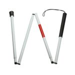 JarKuen Night Reflective Blind Walking Stick Aluminum Alloy Folding Cane 4-Section Foldable Cane with Elastic Strap for The Blind