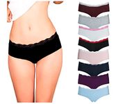 Emprella Womens Lace Underwear Hipster Panties Cotton/Spandex - 8 Pack Colors