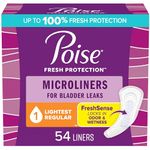 Poise Daily Microliners, Incontinence Panty Liners, 1 Drop Lightest Absorbency, Regular, 54 Count of Pantiliners