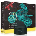 Rquite Dirt Bikes 3D Night Light, Motocross Lamp, Motorcycle LED Dirtbike Decor Toys for Boys Girls Room, 7 Color Changing Nightlight for Halloween Thanksgiving Holiday Birthday Xmas Kids Gifts