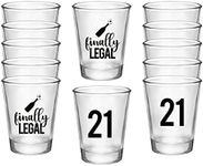 Finally Legal 21st Birthday Party Shot Glass - Set of 12, 1.75oz Black and Clear 21st Birthday Shot Glasses, Perfect for Birthday Parties, Birthday Decorations