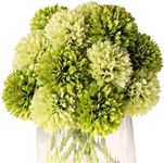 Kimura's Cabin Fake Flower Artificial Flowers 20pcs Silk Chrysanthemum Ball Hydrangea Arrangements Wedding Bouquets Decor Home Kitchen Garden Party Table Floral centerpieces DIY(Grass Green&Green)