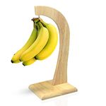 Flatro Banana Holder with Durable Hook - 100% Rubberwood Banana Tree | Wooden Banana Hanger Stand to Keep Bananas Fresh – Sleek and Sturdy Design for Fruit Storage at Home, Kitchen, and Bar