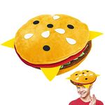 ArtCreativity Funny Hamburger Hat, 1 PC, Fun Fast Food Hamburger Hat, Soft Plush Costume Accessory Hat, Pizza Party Supplies Decorations, One Size Fits Most, Crazy Silly Hat for Halloween