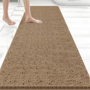 Bcoimo Long Bathroom Rug 60" x 24", Absorbent Non Slip Bath Mat, Washable Quick Dry Bathroom Runner Rug for Shower, Tub, Sink and Vanity