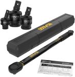 LEXIVON 1/2-Inch Drive Click Torque Wrench 10~150 Ft-Lb/13.6~203.5 Nm + Universal Joint Socket Swivel Set | 3-Piece Ball Spring Design 1/2", 3/8", and 1/4" U-Joint Drive