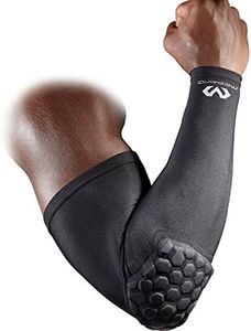 Mcdavid 6500 Hex Padded Arm Sleeve, Compression Arm Sleeve w/ Elbow Pad for Football, Volleyball, Baseball Protection, Youth & Adult Sizes, Sold as Single Unit (1 Sleeve), unisex-adult, Hex Shooter Arm Sleeve Youth, Single, MD6500, Black, One Size- Youth