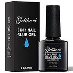 Gelike EC 6 in 1 UV Gel Nail Glue for Acrylic Nails - Long Lasting Extension Glue for False Nail Tips and Press on Nails - Nail Repair Treatment