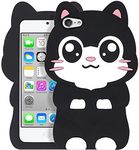 Yonocosta iPod Touch 6 Case, iPod Touch 5 Case, Funny Cute 3D Cartoon Big Eye Black Cat Kitty Kavaii Case, iPod Touch 6th 5th Generation Soft Silicone Rubber Bumper Cases for Kids Child Girls Women