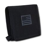 RAPDOM Nylon USA American Flag Tactical Patriotic Military Trifold Wallet/Holder (Black)