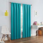 Eclipse Modern Blackout Thermal Rod Pocket Window Curtain for Bedroom or Living Room (1 Panel), Polyester, Turquoise, 42 X 54