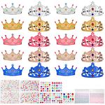 Okllen 31 Pcs Foam Princess Tiaras and Crowns Set for Kids, Making Your Own Tiaras and Crowns with Diamond Sticker