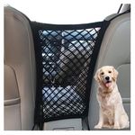 DOLIVA 2-Layer Car Mesh Organizer||Seat Back Net Bag||Barrier of Backseat Pet Kids||Tissue Purse Holder||Driver Storage Netting Pouch||Car Divider (Black) (Pack of 1)