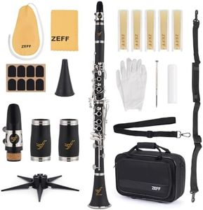 ZEFF Bb Clarinet, Student Beginner Clarinet with 2 Barrels, Nickel-plated Keys, Case, Stand, 5 Reeds, Cleaning Cloth, Cork Grease, Mouthpiece Brush and Pad Brush