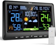 LIORQUE Weather Stations with Outdoor Sensor Wireless for Home, Indoor Outdoor Thermometer Hygrometer, Humidity, Barometric Pressure, Date, Weather Forecast