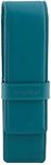 DiLoro Leather Pen Case Pouch Holder for Two Fountain Ballpoint Rollerball Pens or Pencils (Turquoise Green)