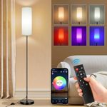 FRIDEKO HOME Floor Lamps for Living Room, Dimmable Colors Temperature & Brightness, 67" Modern Floor Lamp with Remote, Tall Standing Lamps for Kid Room Bedroom Office, White Shade 9W RGB Smart Bulb