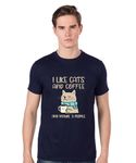 POP GENIC Graphic Printed Cat Funny Quotes Slogan 100% Cotton Regular Fit Unisex T-Shirt for Men & Women PG105 Navy Blue