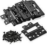 Worldity 10Pcs Non Mortise Cabinet Door Hinges, 3"x1.4" Rustproof Mobile Home Door Hinges, Heavy Duty Bifold Door Hinges, Black Door Hinges with Mounting Screws for Furniture Window Wardrobe