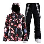 GSOU SNOW Women's Ski Jackets and Pants Set SnowSuit Snowboard Coat Waterproof Windproof Insulated Hoodie Winter Warm
