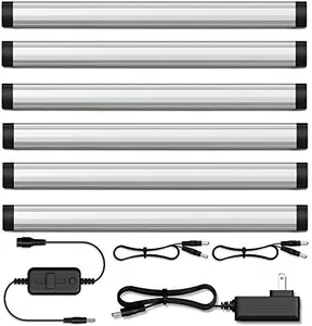 GETINLIGHT 12-inch Plug-in LED Under Counter Lights for Kitchen, Soft White 3000K, Pack of 6, IN-0110-26-SN