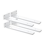 4 Pack Shelf Brackets White 12 Inch Floating Shelf Bracket 1/5 inch Thick Heavy Duty Hidden Shelf Brackets Iron Metal Brackets for Shelf Support with Screw Included