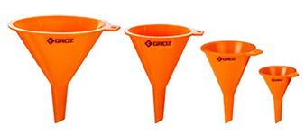 GROZ Set of 4 Multipurpose Funnels for Kitchen and Industrial Use | Quick and Spill-Free Pouring with Splash Guard Design | Food Grade Safe Funnels | Easy to Clean | Ideal for Transferring Oils, Seeds, and Spices | FNL/4/ST