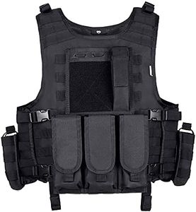 MGFLASHFORCE Tactical Airsoft Vest Adjustable Modular Paintball Vest (Black)