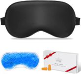 Cavoilu Eye Mask, Cooling Sleep Mask Gel Eye Mask for Sleeping, Reusable Black Silk Sleeping Mask for Travel, Gifts for Men Women