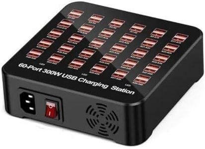 Electro Wolf Smart 60 Ports USB Hub Charging Station Power Outlet Multi Port Speed Dock Charger Suitable for Hotels, Shops, Schools, Shopping Mall and Travel - Black (60 USB Port)
