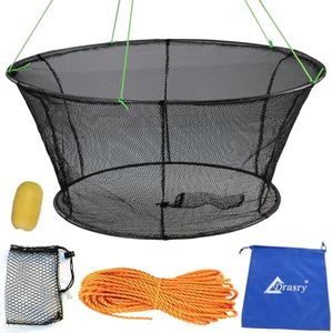 Drasry Fishing Net Trap for Crayfish Crab Bait Minnow Shrimp Foldable Fish Crawdad Lobsters Cast Net Collapsible 39.4 * 31.5 in(100 * 80 CM)