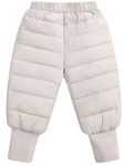 Happy Cherry Baby Girls Puffer Down Pants Windproof Winter Snow Pants Lightweight Warm Trousers Casual Outdoor Pants Thick Cotton Trousers Solid Soft Pants Grey 12-24 Months