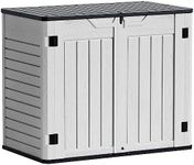 Greesum Outdoor Horizontal Resin Storage Sheds 34 Cu. Ft. Weather Resistant Resin Tool Shed, Extra Large Capacity Weather Resistant Box for Bike, Garbage Cans, Lawnmowe, Without Divider, Grey