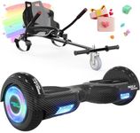 MEGA MOTION 6.5-inch Hoverboards with Hoverkart for children and teenagers, self-balancing, Eclectic Scootereasy to control, non-slip design, with LED lights and Bluetooth speaker.