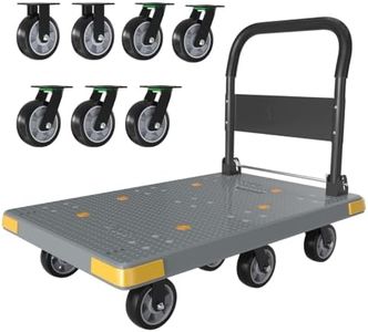 WUD Push Cart, Folding Mobile Platform Trolley,Thickened and Reinforced, 360° Swivel Wheels,47.2 “L x 27.5 ”W, 1764 lb,Gray