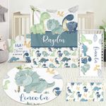 Custom Dinosaur Crib Bedding Set, Personalized Baby Boys Crib Set with Name, 5 Piece Baby Girls Dinosaur Crib Sheet Set, New Parents Gift for Baby Bedding