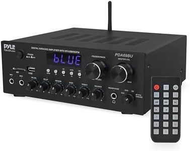 Pyle Stereo Amplifier Audio Receiver with Bluetooth Streaming, 200 Watt Peak, 2.0 Channel HiFi Sound System with MP3/USB/SD/FM Radio, RCA/Aux Inputs, Mic and Headphone Jacks, Rotary Vol Bass Treble