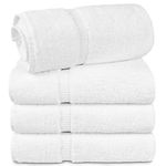 Chakir Turkish Linens 4 Piece Extra Large Bath Towels, 100% Cotton Luxury Turkish Towels for Bathroom, Soft Absorbent Bath Towels, 30 x 60 Inches, White