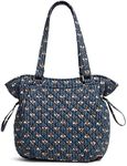 Vera Bradley Women's Glenna Satchel Purse Handbag, Bees Navy-Recycled Cotton, One Size