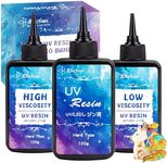 JDiction UV Resin Bundle - 300g Total - Regular, High Viscosity and Low Viscosity - Crystal Clear UV Resin for Jewelry Making, Doming, Coating, Detail Molds and Casting Resin Crafts
