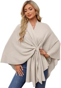 PULI Women's Elegant Shawl Wraps Soft Open Front Poncho Sweater for Spring Fall Winter warm oatmeal