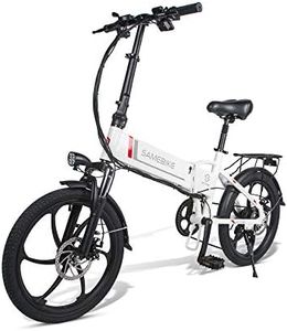 SAMEBIKE 2lvxd30 Bicicleta eléctrica 48v10.4ah Bicicleta eléctrica Plegable con 7 Velocidad niños y Adultos (Blanco)