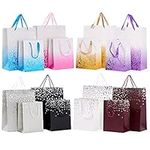 THE TWIDDLERS 16 Colourful Bags with Ribbon Handles for Xmas, Birthday Party Present, All Occasions - Assorted Colours, 2 Sizes, 8 Each 18cm x 23cm, 32cm x 26cm