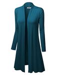 LL Womens Long Sleeve Ombre Open Front Long Cardigan with Stretch, Wsk1048_teal, Medium