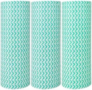 JEBBLAS Disposable Cleaning Towels Dish Towels and Dish Cloths Reusable Towels,Thick Handy Cleaning Wipes Quick-Dry 50 Count/Roll, Total 3 Rolls, Green…