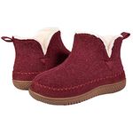 Zizor Women's Moccasin Bootie Slippers with Cosy Memory Foam, Ladies' Toasty Slip on House Shoes with Hard Outdoor Indoor Rubber Sole, Wine, 5 UK