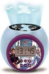 LEXIBOOK Projector Clock Disney Frozen 2 Anna Elsa with Snooze Alarm Function, Night Light with Timer, LCD Screen, Battery Operated, Blue/Purple, Black